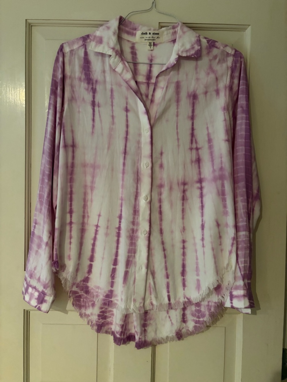 cloth & stone Purple Tie-Dye Button-Front Women's Shirt small